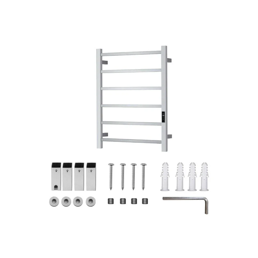 Towel Warmer 6 Bar Electric Heated Towel Rack Wall Mount Plug-in/Bath Towel Heat